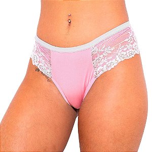 Calcinha Bicolor Em Microfibra E Renda Com Laço Hot Love