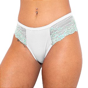 Calcinha Bicolor Em Microfibra E Renda Com Laço Hot Love
