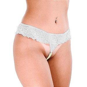 Calcinha Tailandesa Com Pérola Que Brilha No Escuro Patitex - Branco