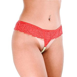 Calcinha Tailandesa Com Pérola Que Brilha No Escuro Patitex - Vermelho