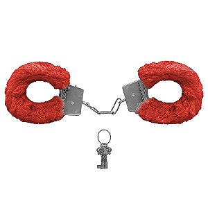 Algemas De Metal Revestida Com Pelúcia Lf Import - Vermelho