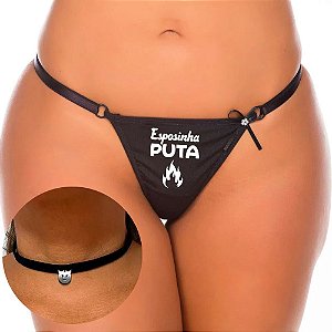 Kit Calcinha C/ Frases Picantes E Chocker Pimenta Sexy