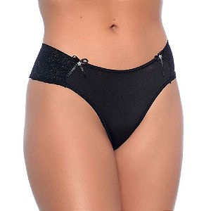 Calcinha Lisa Com Renda Nas Laterais E Fio Duplo Rexton