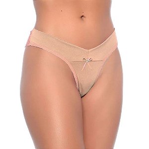 Tanga Fio Dental Microfibra Liso Com Detalhe Em Renda Rexton