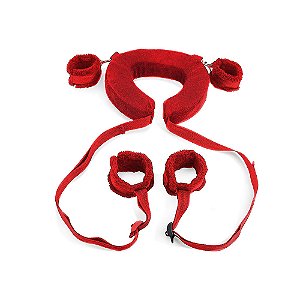 Kit Bondage Algema Para Braço E Perna Com Apoio De Cabeça Sexy Import - Vermelho