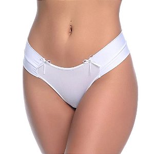 Calcinha Tanga Lisa Com Detalhes De Lacinhos Rexton - Branco