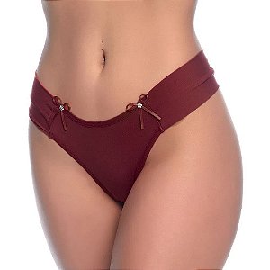 Calcinha Tanga Lisa Com Detalhes De Lacinhos Rexton - Vinho