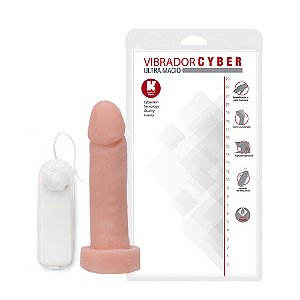 Prótese Em Cyber Com Vibro 15,5x3,7cm K Gel - Bege