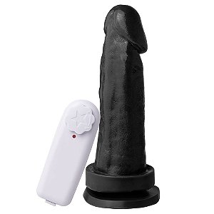Pênis Com Vibrador E Ventosa 17 X 4,5 Cm Soulsex - Preto