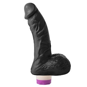 Pênis Vibrador Com Escroto 17 X 3,5 Cm Soul Sex - Preto