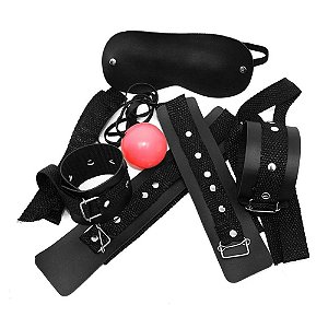 Kit Algema E Tornozeleira Com Tiras Bola E Venda Dominatrixxx - Rosa