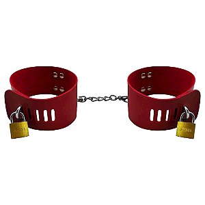 Algema Bracelete Carrara Com Cadeado Dominatrixxx - Vermelho