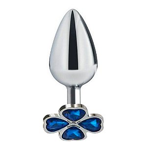 Plug Anal De Aço - Trevo - Tamanho P Sexy Import - Azul