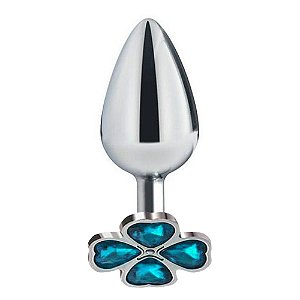 Plug Anal De Aço - Trevo - Tamanho P Sexy Import - Azul Claro