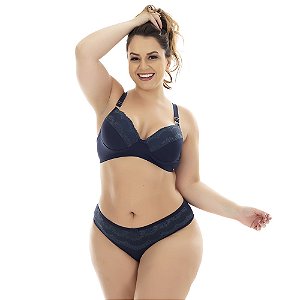 Conjunto Sensual Cris Plus Size Patitex - Azul Marinho