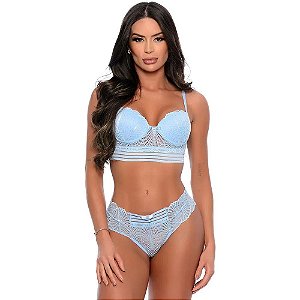 Conjunto Desirée Com Bojo E Faixa Em Renda Patitex