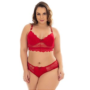 Conjunto Selma Sem Bojo Plus Size Patitex - Vermelho