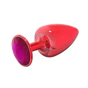 Plug M Em Metal Com Pedra Hard - Vermelho