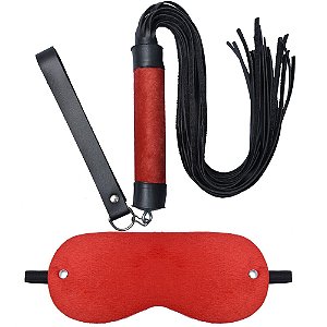 Kit Venda Com Chicote 24 Tiras Em Pelúcia Dominatrixxx - Vermelho