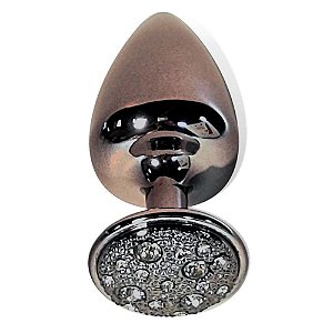 Plug Anal M Em Metal Com Pedra Cravejada Em Strass Hard - Preto