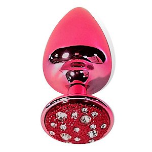 Plug Anal M Em Metal Com Pedra Cravejada Em Strass Hard - Vermelho