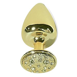 Plug Anal M Em Metal Com Pedra Cravejada Em Strass Hard - Dourado