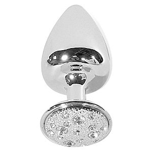 Plug Anal M Em Metal Com Pedra Cravejada Em Strass Hard - Cromado