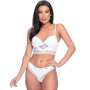 Conjunto 1/2 Taça Streppy Calcinha Detalhes Em Renda Patitex