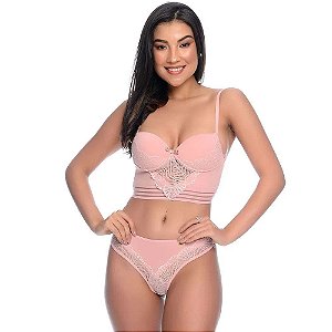 Conjunto 1/2 Taça Streppy Calcinha Detalhes Em Renda Patitex