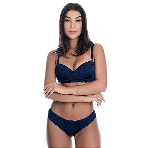 Conjunto Aline Fio Em Microfibra Com Detalhes Em Renda E Lacinho Patitex