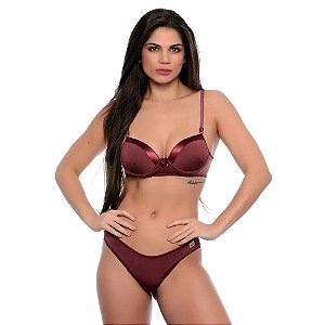 Conjunto Sensual Com Sutiã Bojo Fita E Calcinha Patitex