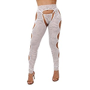 Meia Calça Arrastão Laura Moda Apimentada - Branco