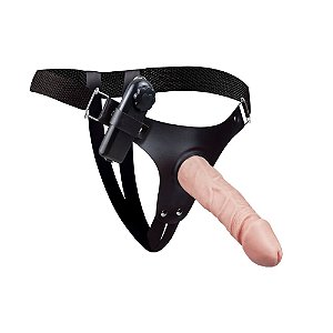 Kit Cinta C/ Prótese Em Polivinilico De 16,5x3,6cm Com Vibro Pau Brasil