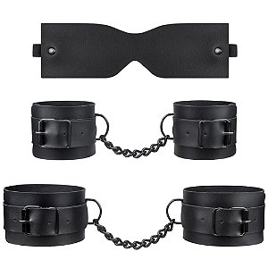 Kit Black - Algemas Bracelete, Tornozeleira E Venda Retangular - Pau Brasil