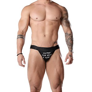 Cueca Jockstrap Fetiche Com Frase Moda Apimentada - Frase Entre Com Bola E Tudo