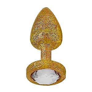 Plug Anal M Em Abs Com Glitter Linha Less Hard - Dourado