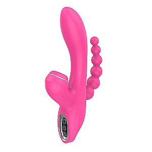 Vibrador De Ponto G E Clitóris Com Plug Anal Abel Si - Sexy Import - Rosa