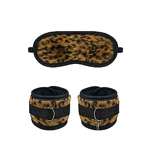 Kit Motel 69 Em Pelúcia Com Venda E Par De Algemas Bracelete Pau Brasil