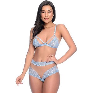 Conjunto Lacradora Com Fitas E Tule Patitex - Azul Claro
