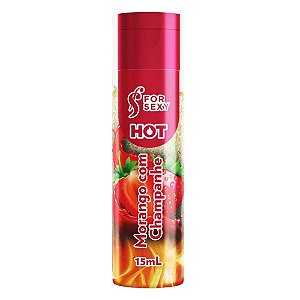 Gel Hot Beijável Para Massagem 15ml For Sexy - Morango Com Champanhe