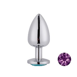 Plug Anal De Aço Com Joia Tamanho G Lf Import - Roxo