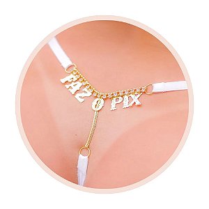 Calcinha Fio Com Strass Faz O Pix Moda Apimentada - Branco
