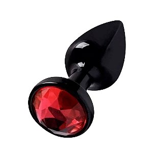 Plug Anal Preto Com Joia Diversão Ao Cubo - Vermelho