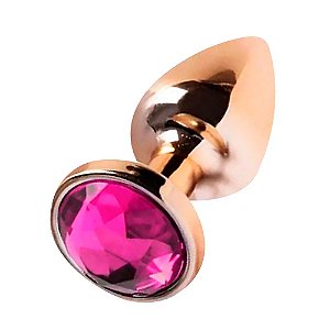 Plug Anal Dourado Com Joia Diversão Ao Cubo - Rosa