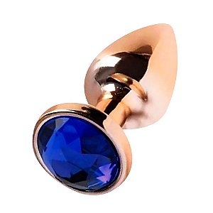 Plug Anal Dourado Com Joia Diversão Ao Cubo - Azul