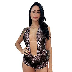 Body Frente Unica Bicolor Com Alça Regulável Hot Love - Preto Com Rosa