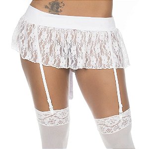 Saia Sedutora Com Liga Pimenta Sexy - Branco