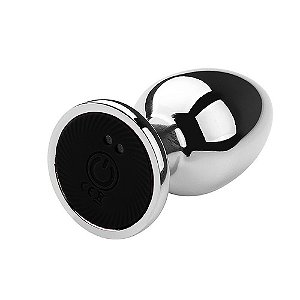 Plug Anal Cromado De Aço Com Vibrador E Controle Sexy Import - Preto