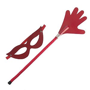 Kit Chibata Mãozinha Com Máscara 38cm Dominatrixxx - Vermelho
