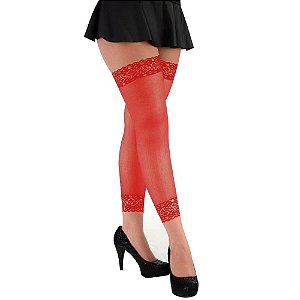 Meia 7/8 Legging Com Renda Perrutextil                                                - Vermelho